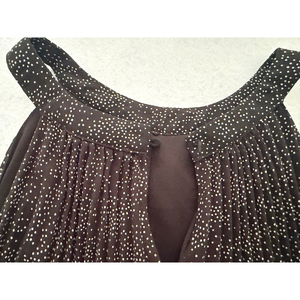 THML Black Polka Dot Pleated Halter Mini Dress Small Missing Button - Picture 6 of 10